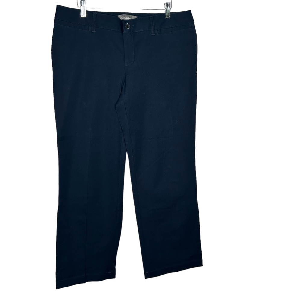 New Eddie Bauer StayShape Twill Trousers Slightly Curvy Fit blue Pant Women 12P